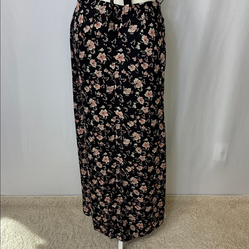 Free People Bijou Floral Midi Skirt Set Size 4 Black Pink‎ NWOT - Picture 9 of 13